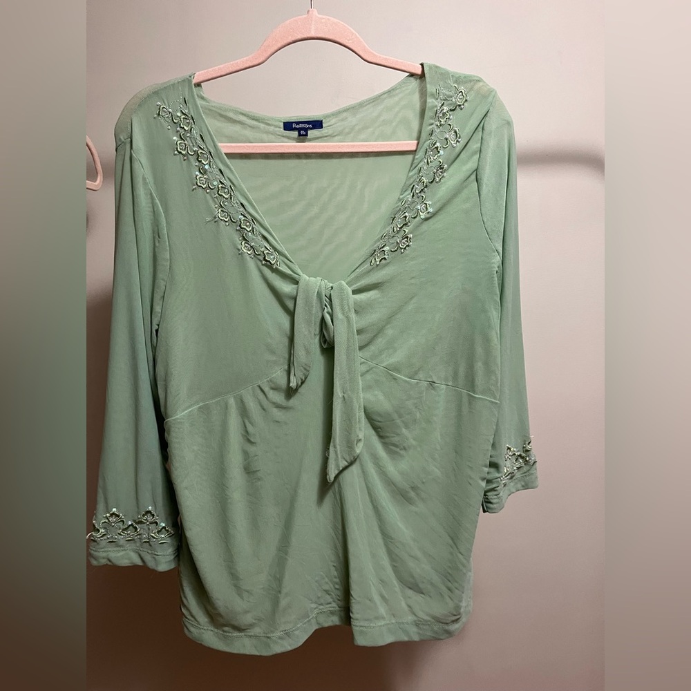 Reitmans Mint Green Embroidered Blouse